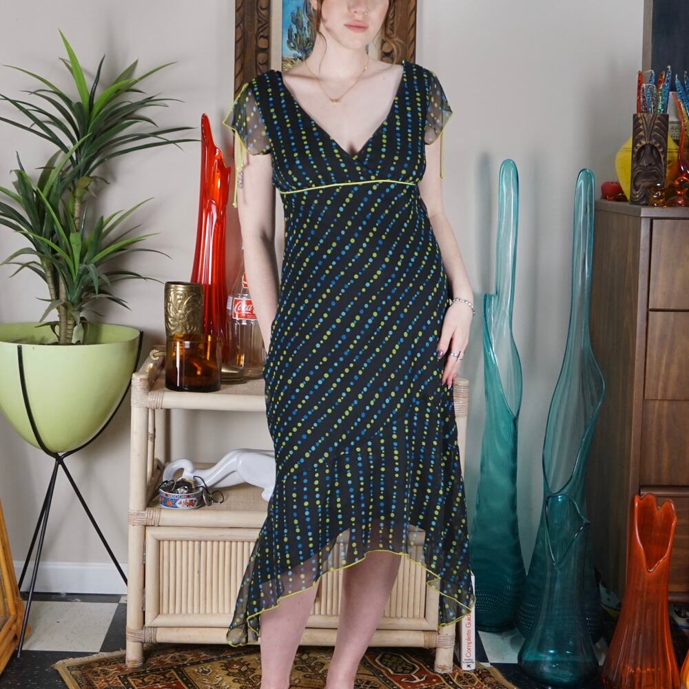 Vintage 90s Byer Too dotted shark bite hem dress